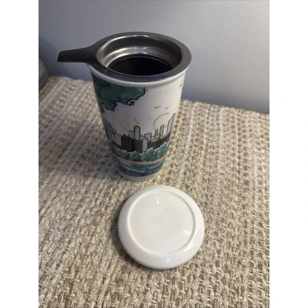 Starbucks NYC Central Park Skyline 12 OZ Ceramic Travel Tumbler 2017 Lid/Tea